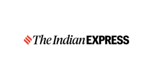 The Indian Express logo in black serif typography with a red feather quill icon, representing high-authority media coverage and journalistic credibility.