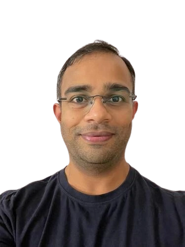 Vivek Srinivasan, wearing glasses and a dark shirt, an investment committee member and startup founder acting as a strategic advisor for innovation-led healthcare ventures.
