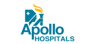 Apollo Hospitals logo featuring a teal stylized figure holding a golden torch, symbolizing leadership in healthcare, clinical innovation, and rehabilitation excellence.